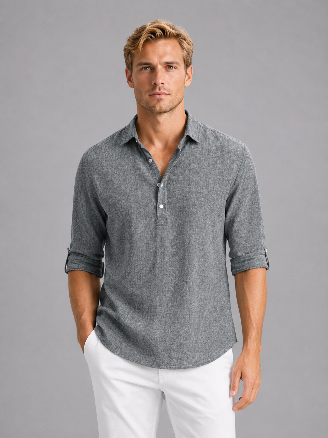 Men's Linen Look Long Sleeve Shirt – Relaxed Summer Style