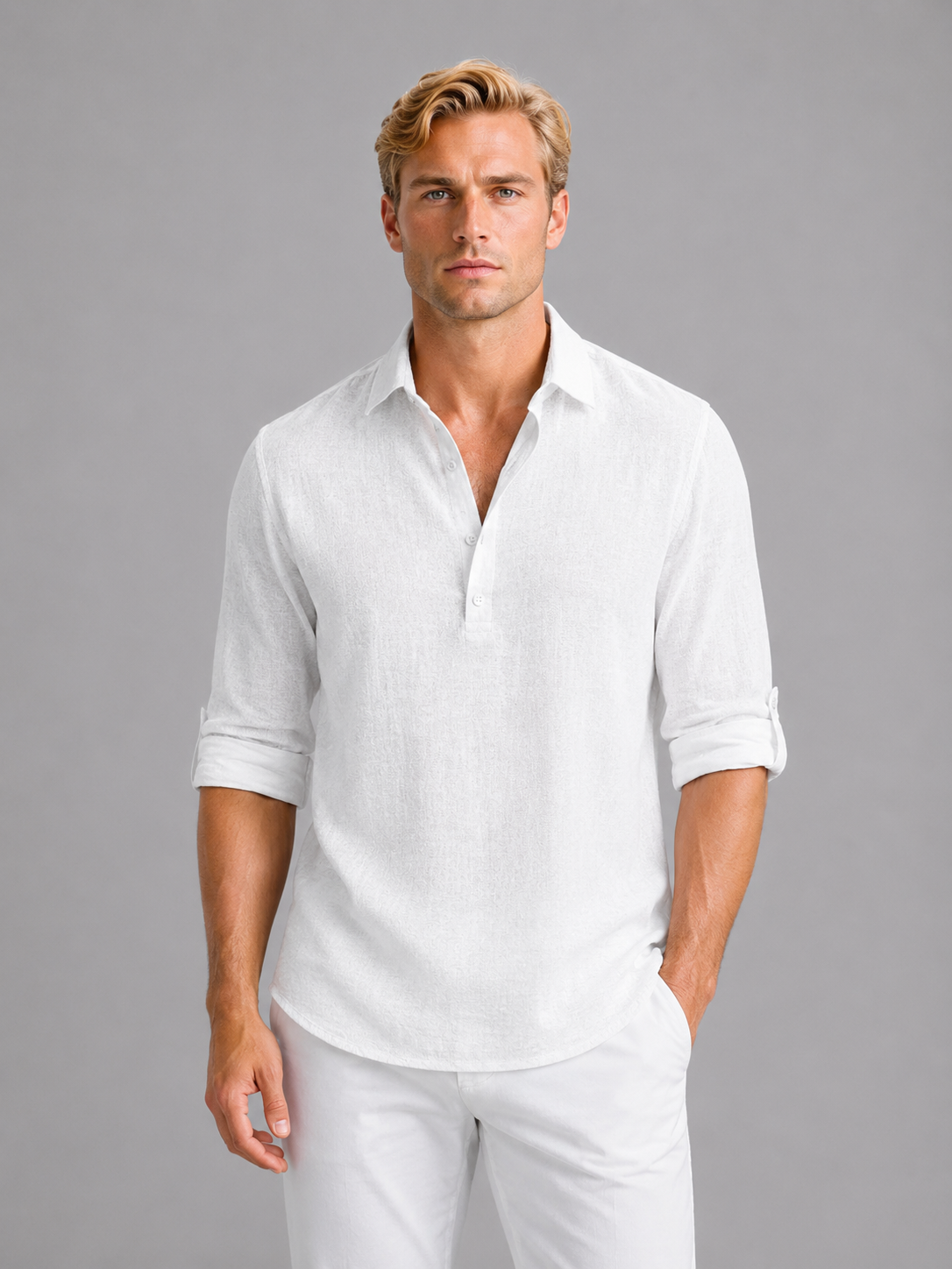 Men's Linen Look Long Sleeve Shirt – Relaxed Summer Style