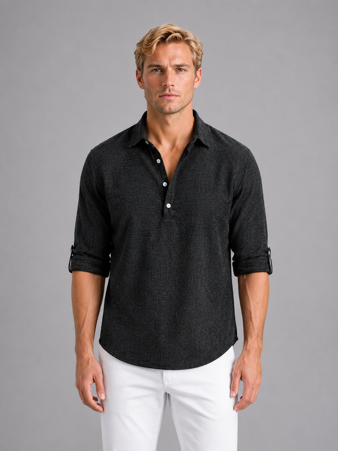 Men's Linen Look Long Sleeve Shirt – Relaxed Summer Style
