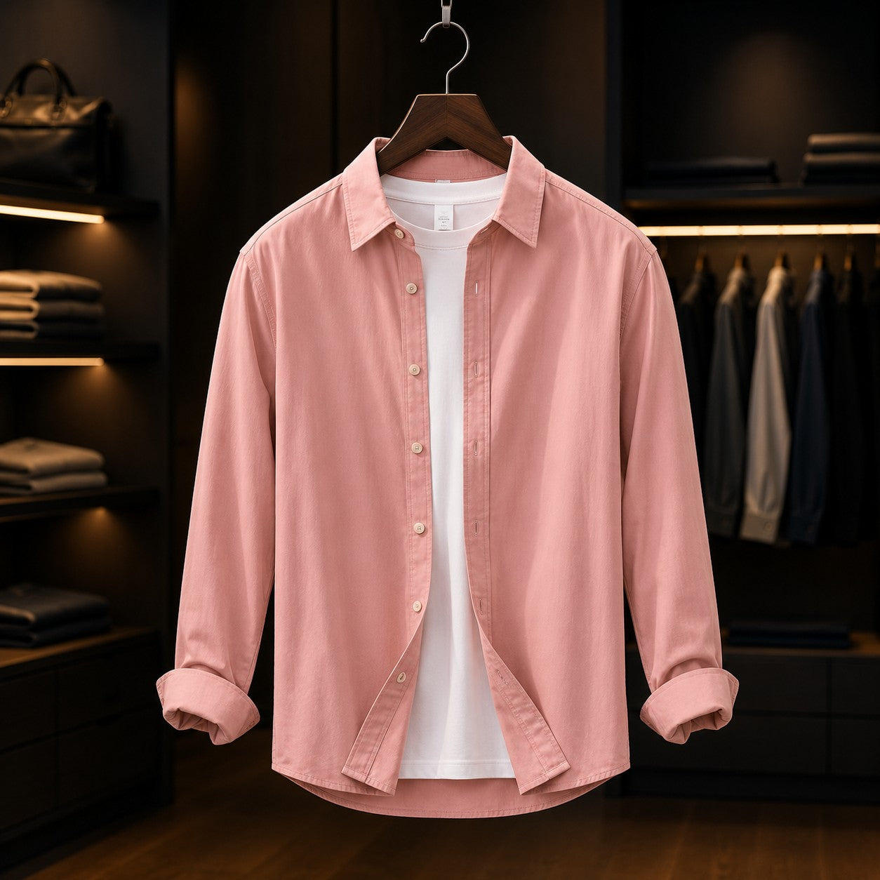 OPEN COLLAR COTTON SHIRT
