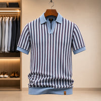 OPEN COLLAR STRIPE POLO