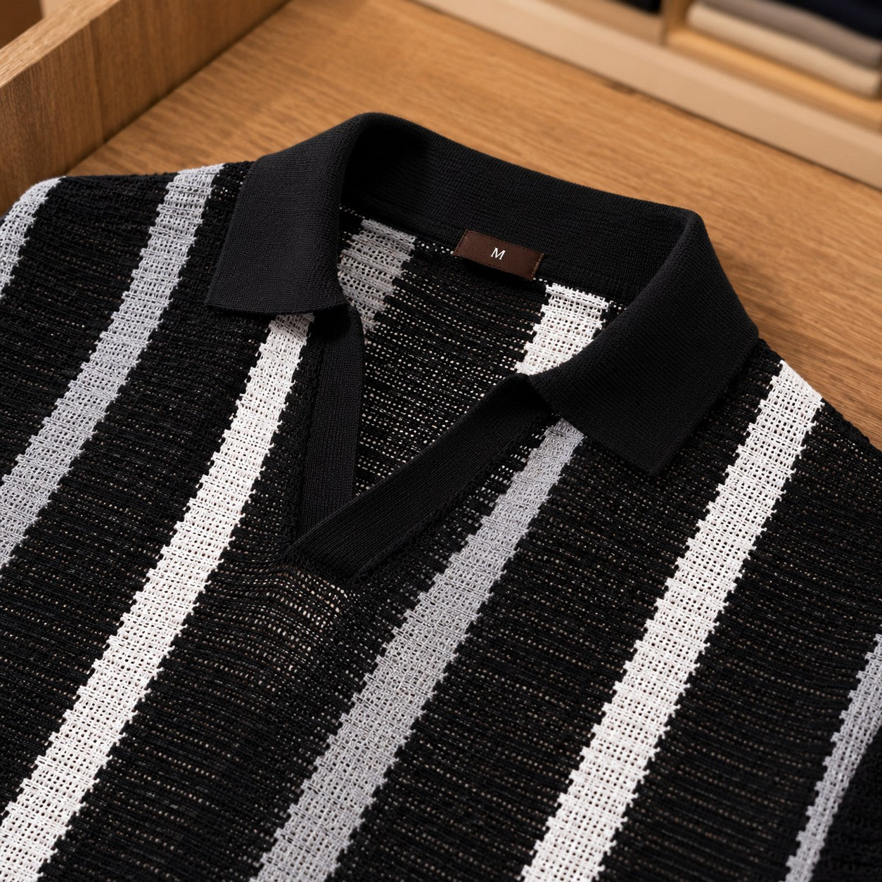 OPEN WEAVE STRIPE POLO