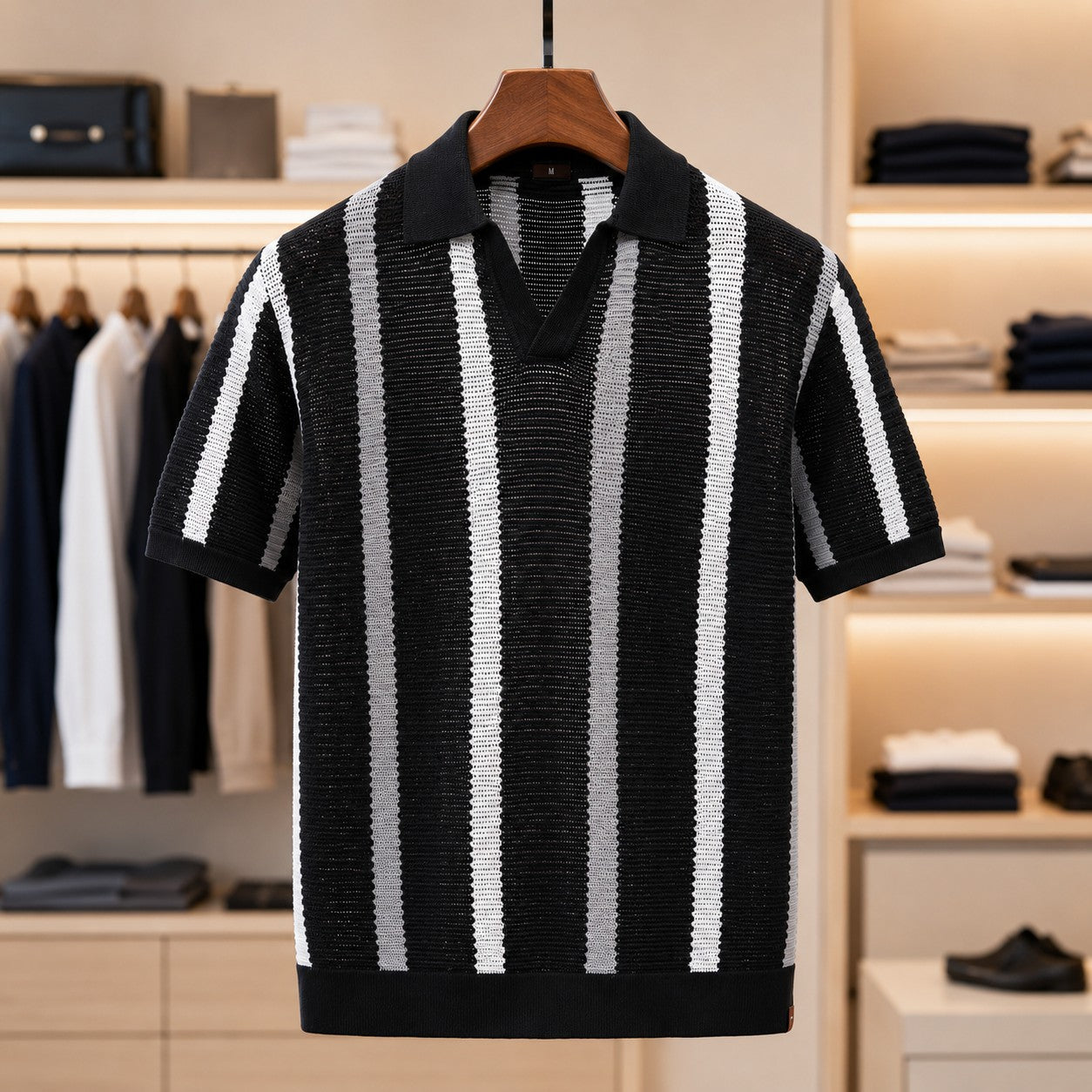 OPEN WEAVE STRIPE POLO