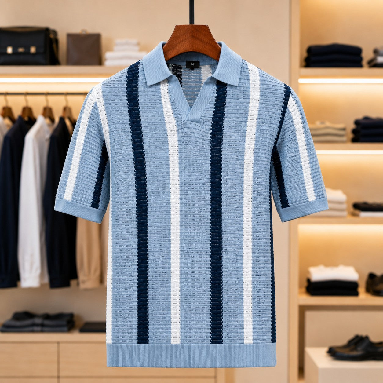 OPEN WEAVE STRIPE POLO
