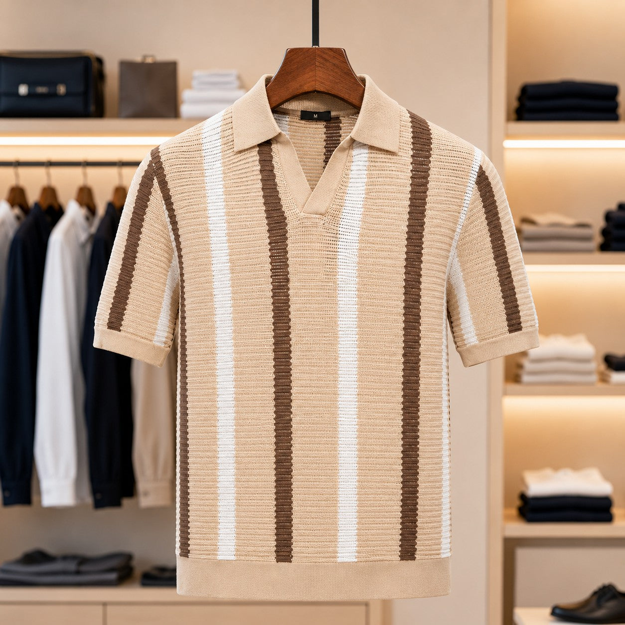 OPEN WEAVE STRIPE POLO