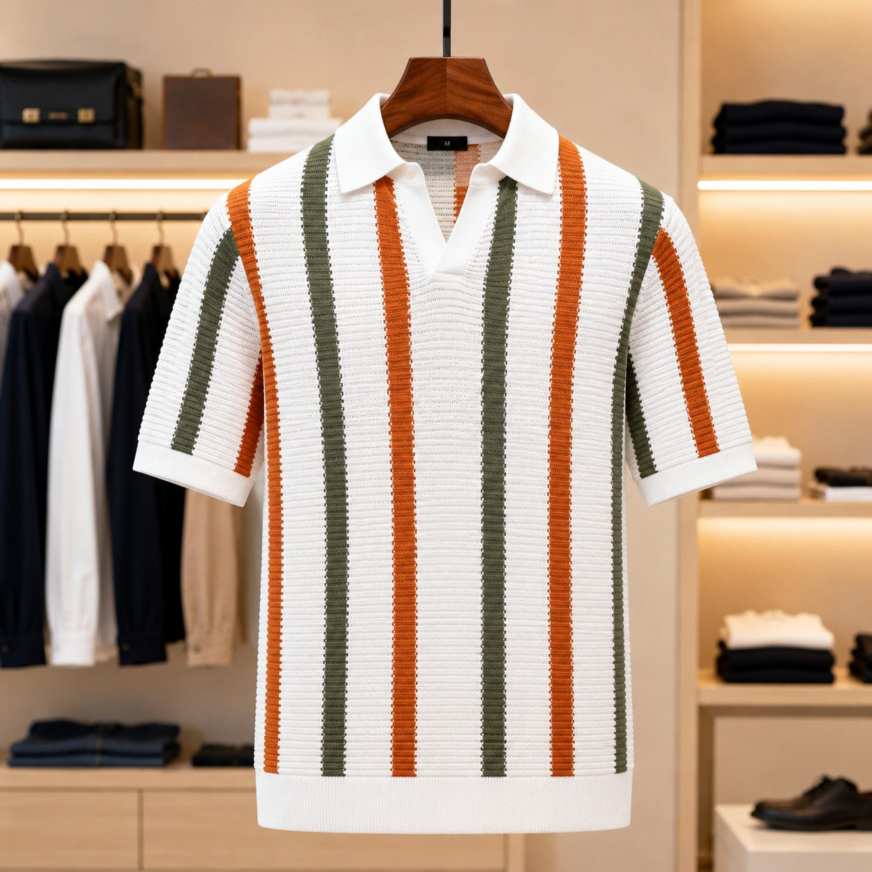 OPEN WEAVE STRIPE POLO