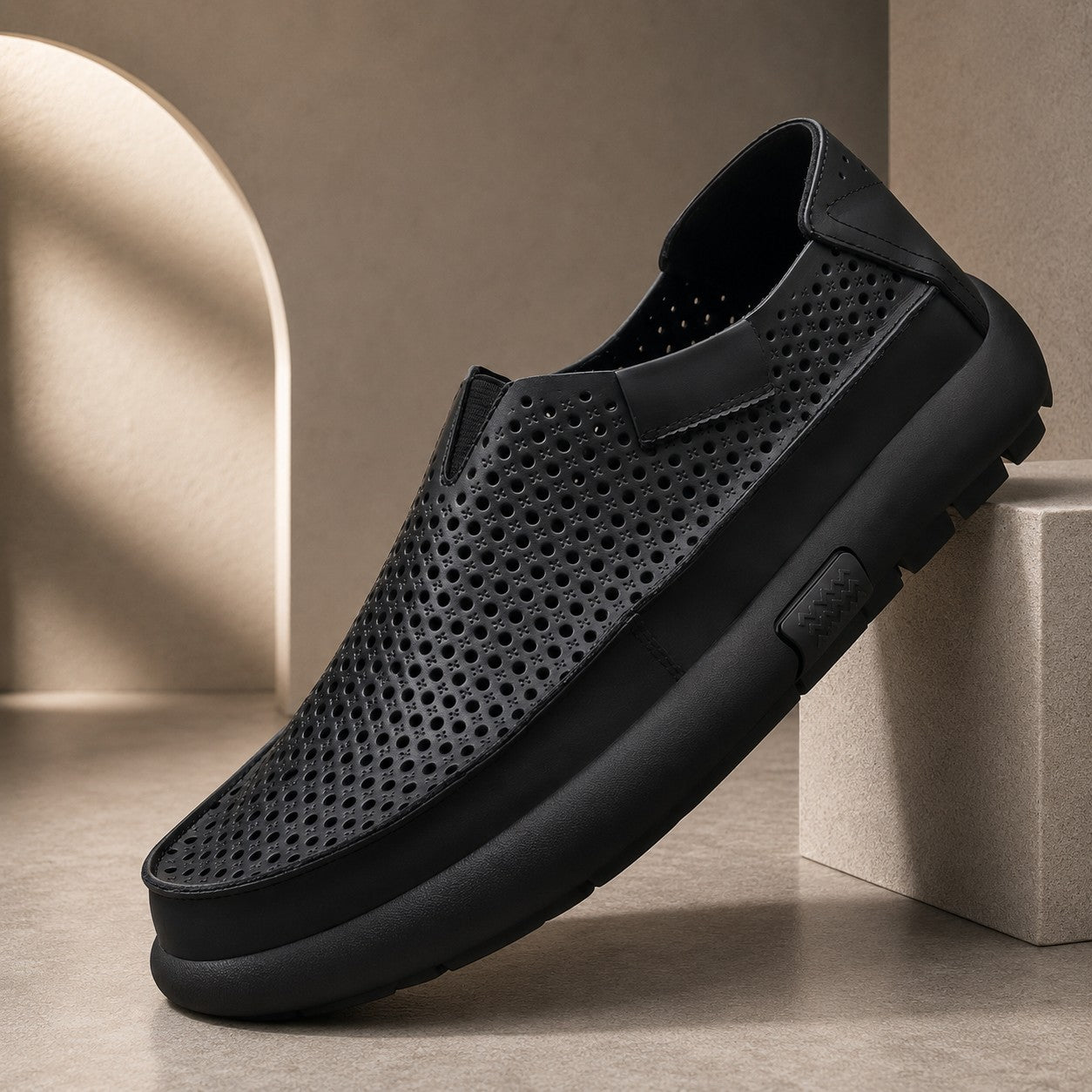 PERFORATED COWHIDE LOAFERS