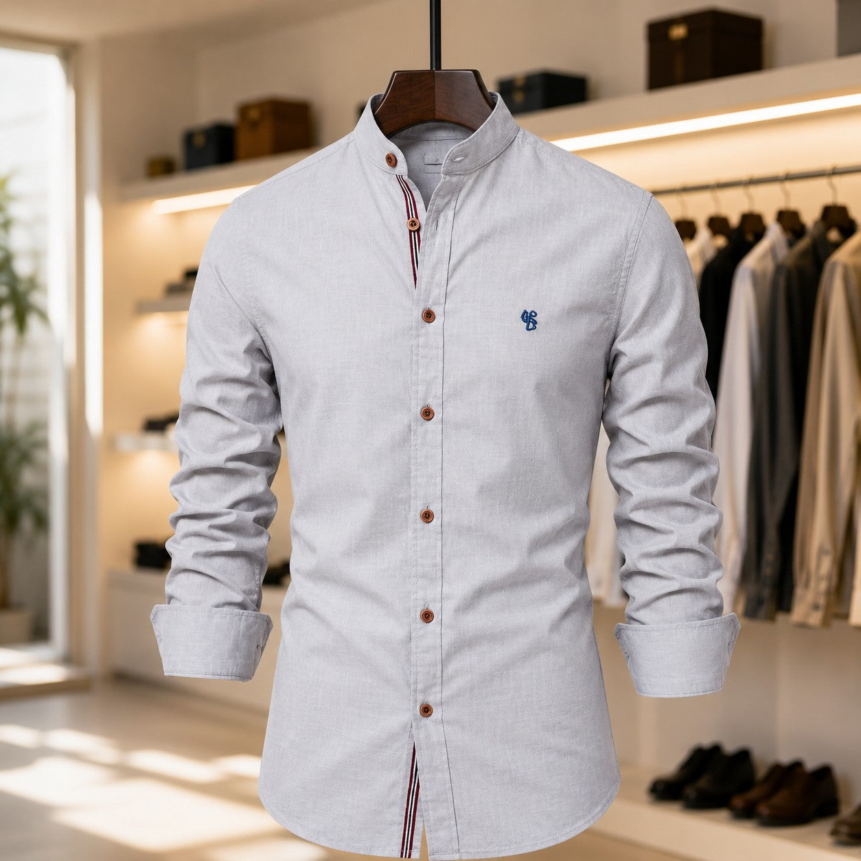 POLO NECK COTTON SHIRT