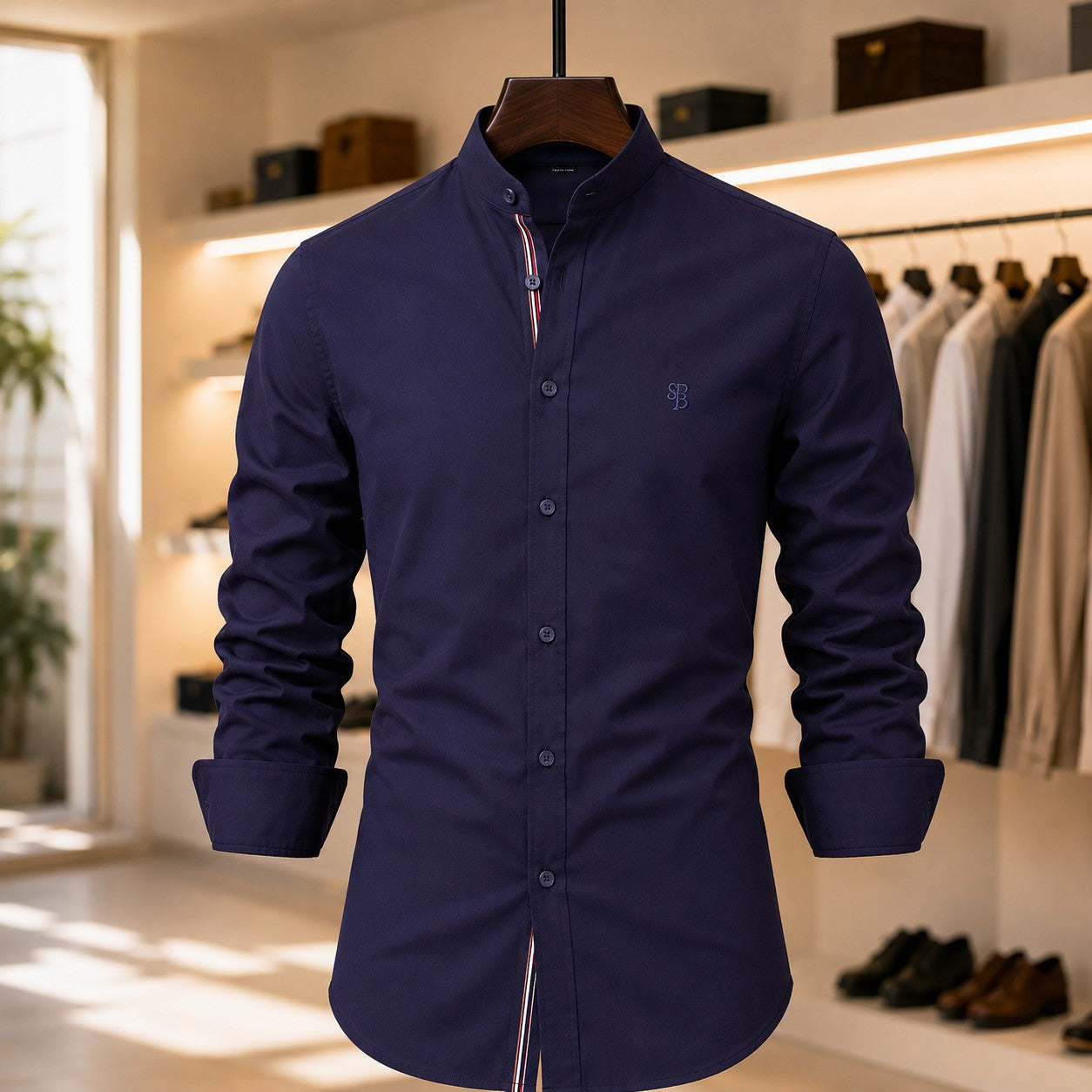 POLO NECK COTTON SHIRT