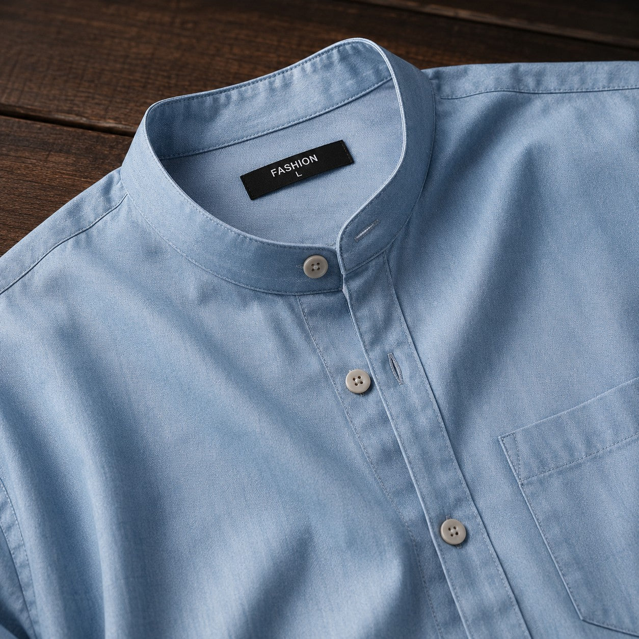RICH WASH DENIM BUTTON TOP
