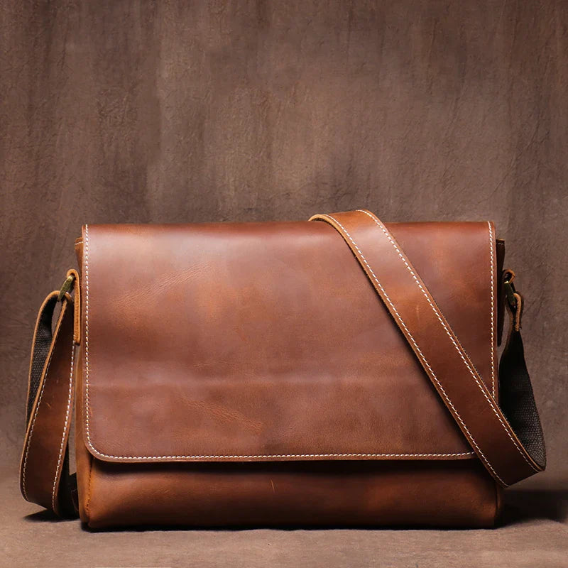 REAL LEATHER MESSENGER BAG