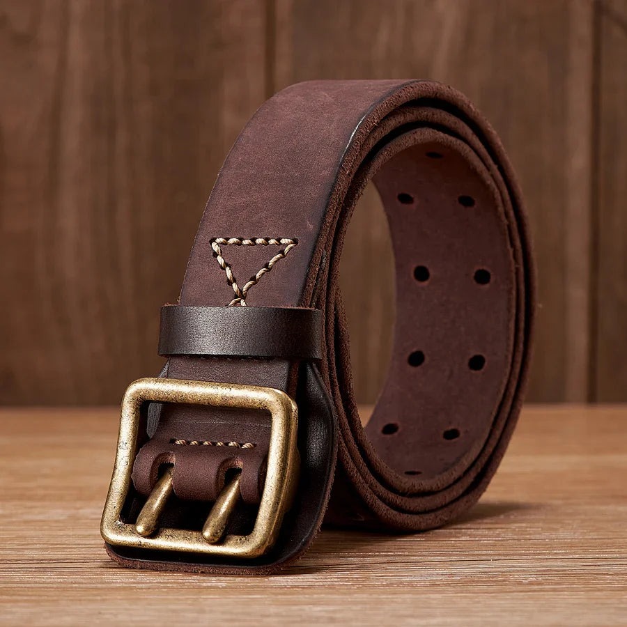 HANDMADE DOUBLE PRONG LEATHER BELT