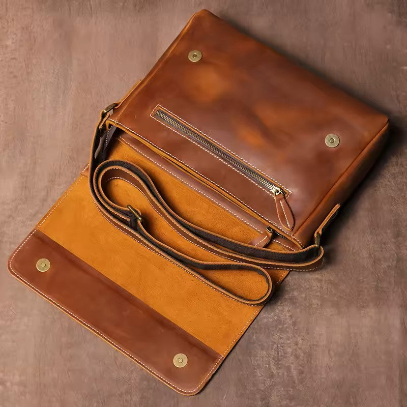 REAL LEATHER MESSENGER BAG