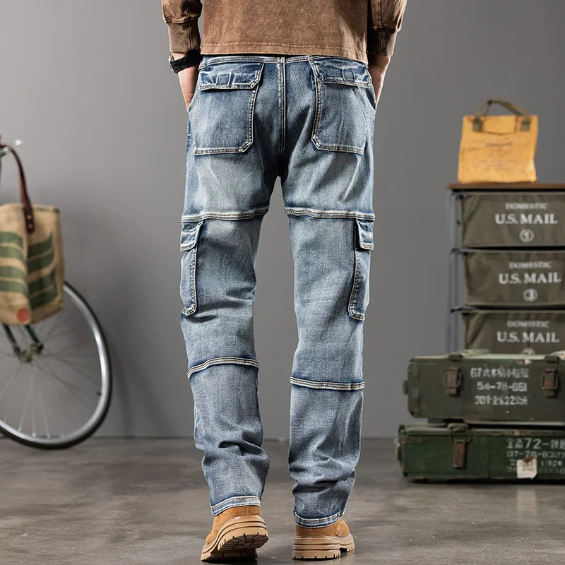 Wide-Leg Multi-Pocket Workwear Jeans