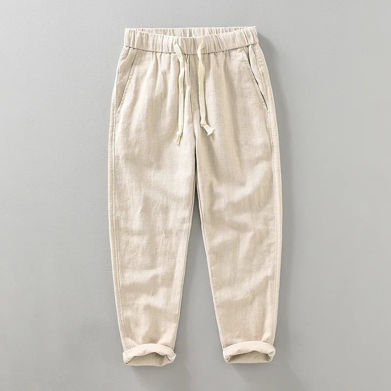 ELASTIC WAIST LINEN PANTS