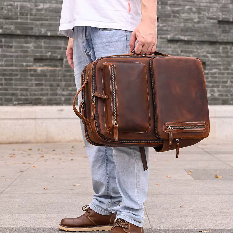 DOUBLE LAYER LEATHER BACKPACK