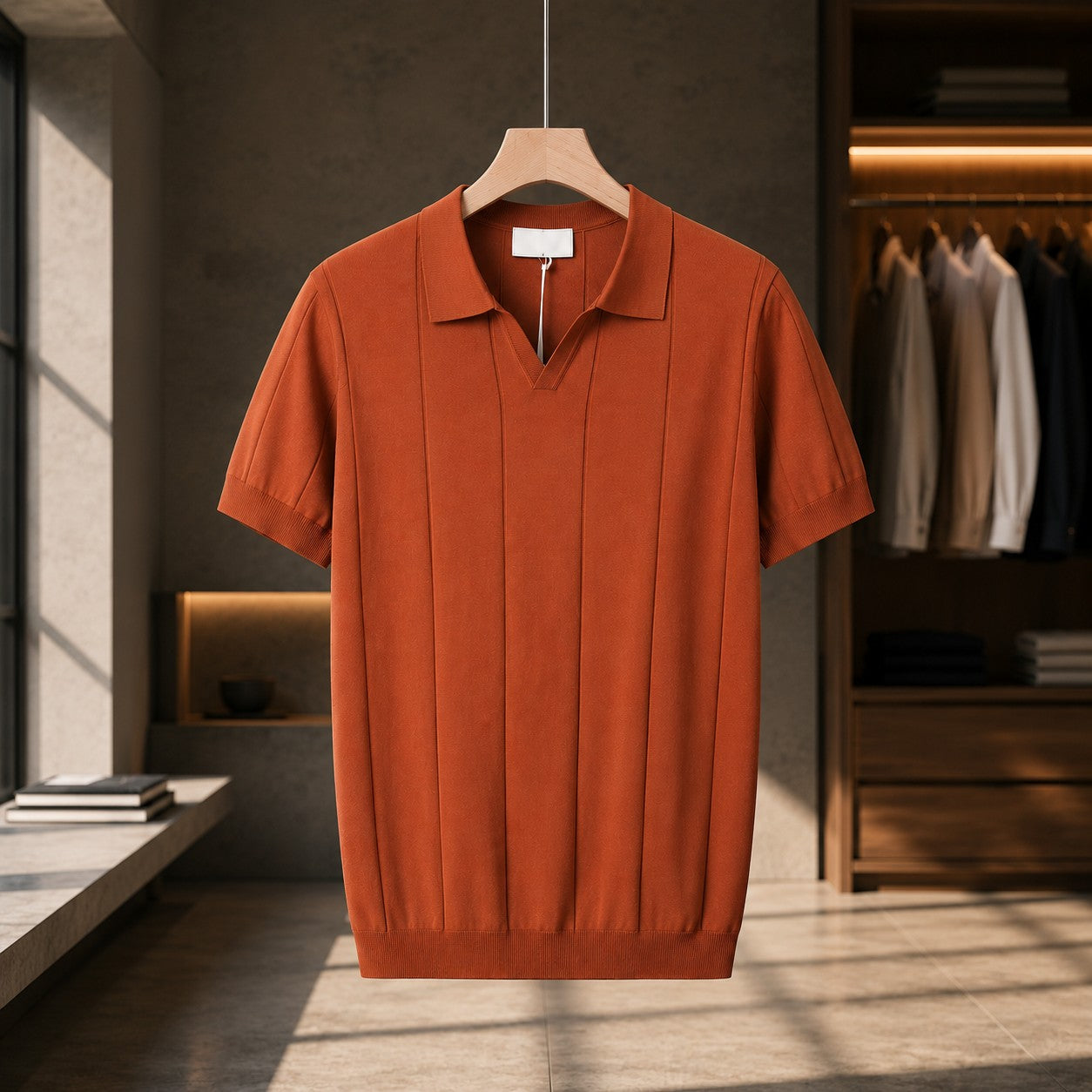 SMOOTH KNIT LAPEL POLO