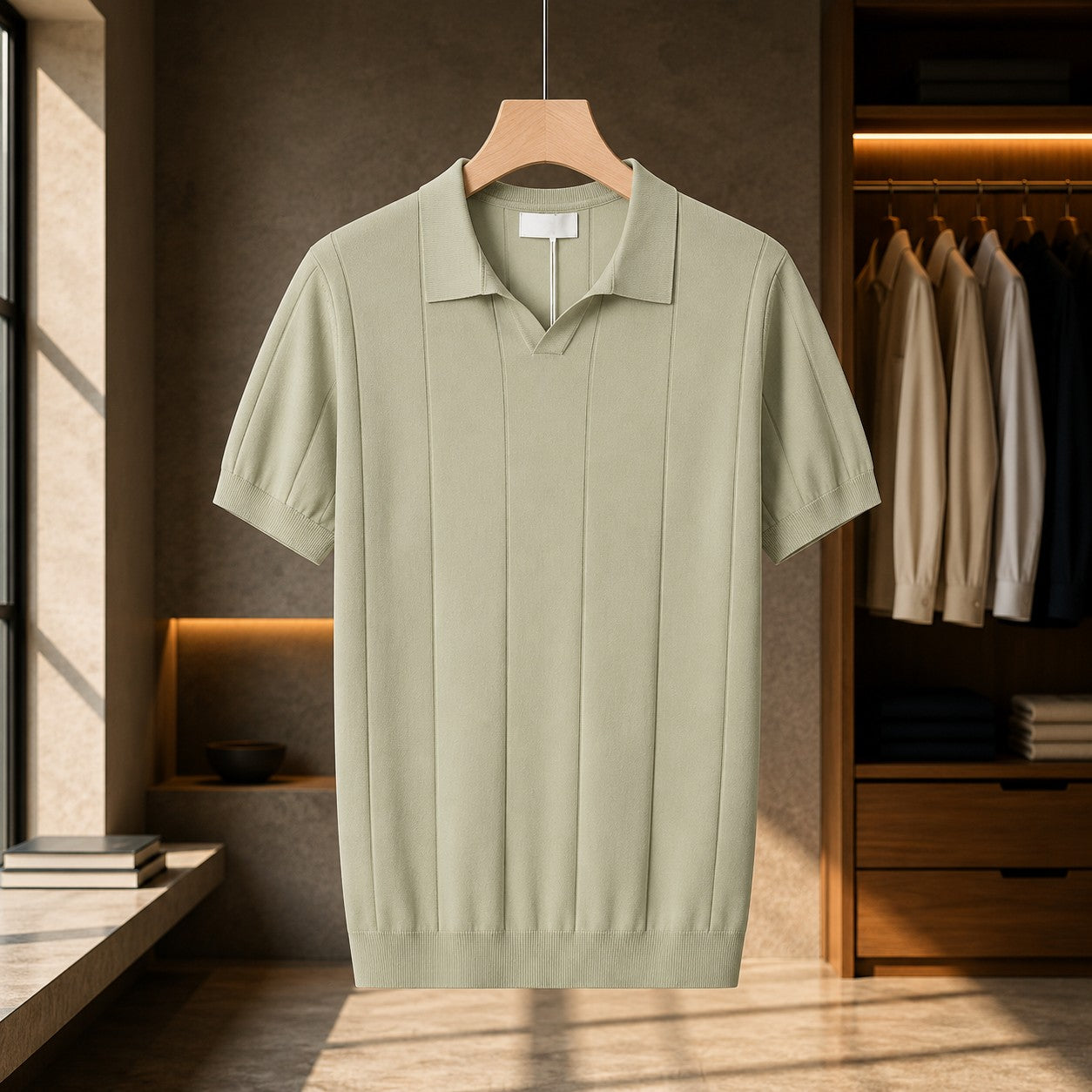 SMOOTH KNIT LAPEL POLO