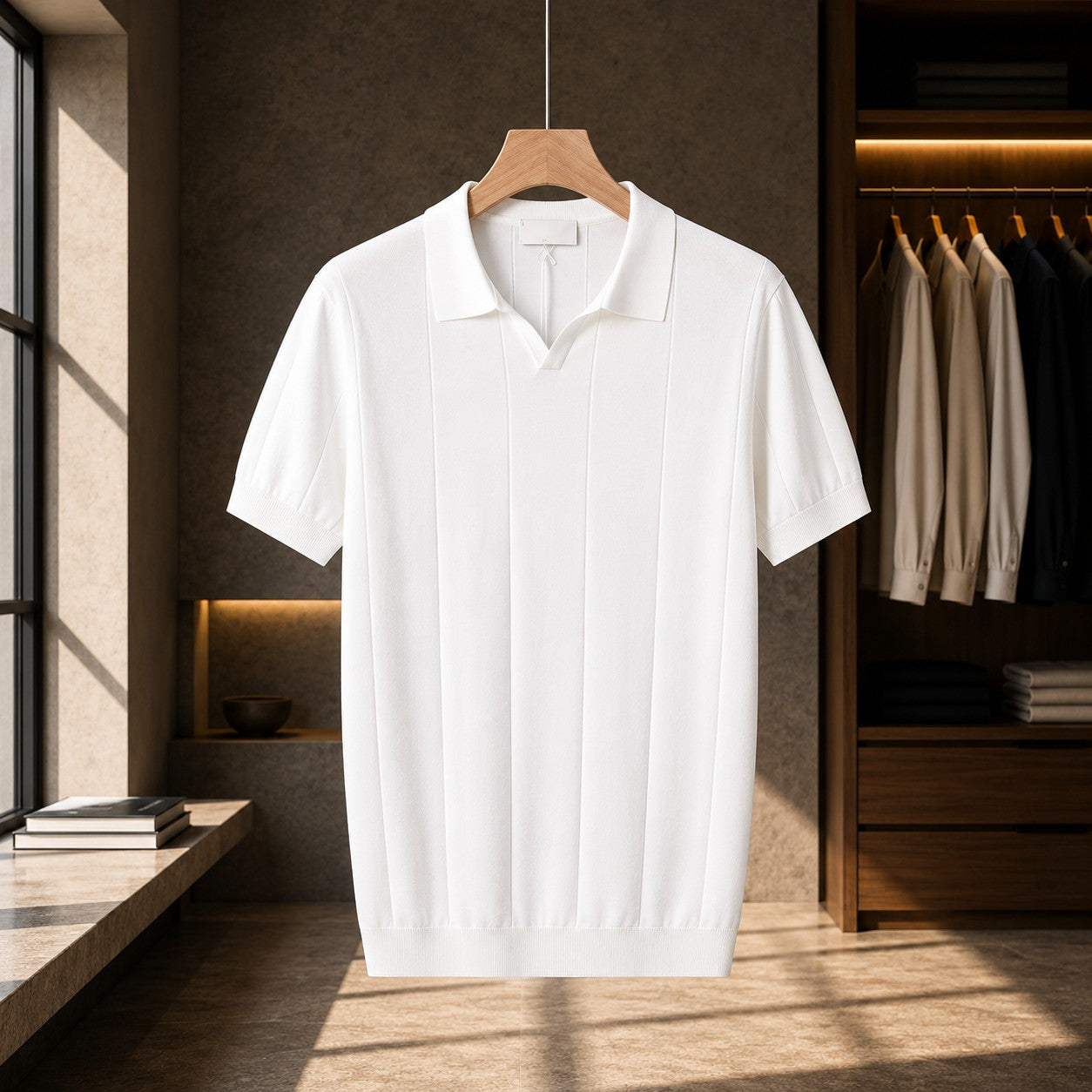 SMOOTH KNIT LAPEL POLO