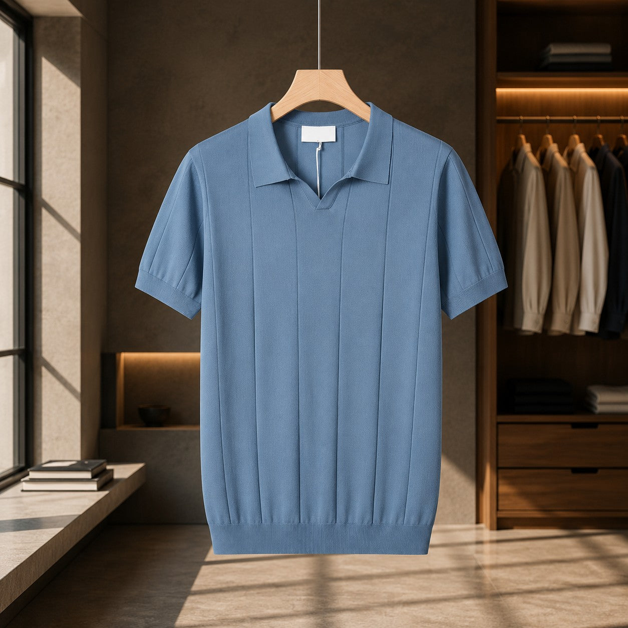 SMOOTH KNIT LAPEL POLO