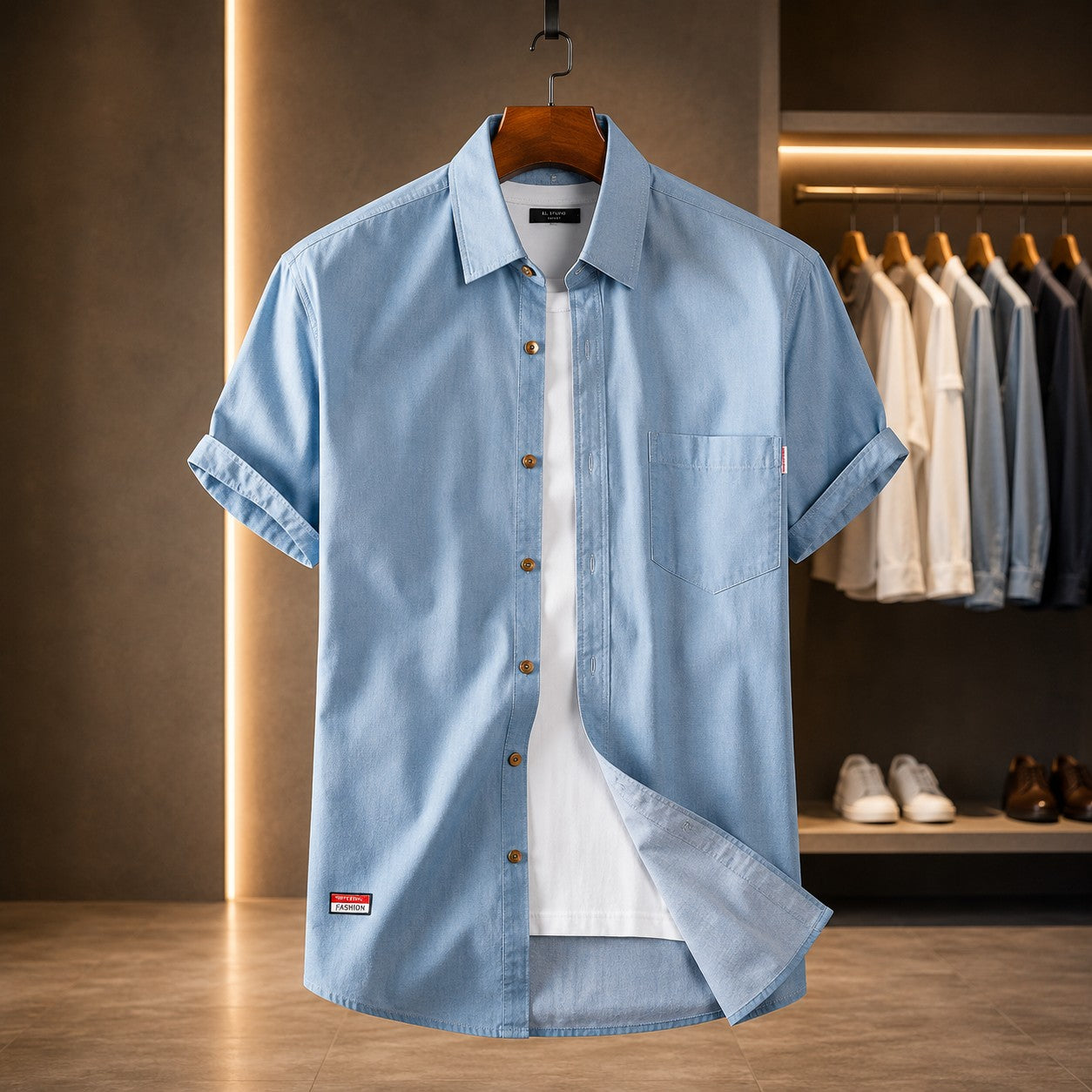 SOFT DENIM SHORT SLEEVE SHIRT