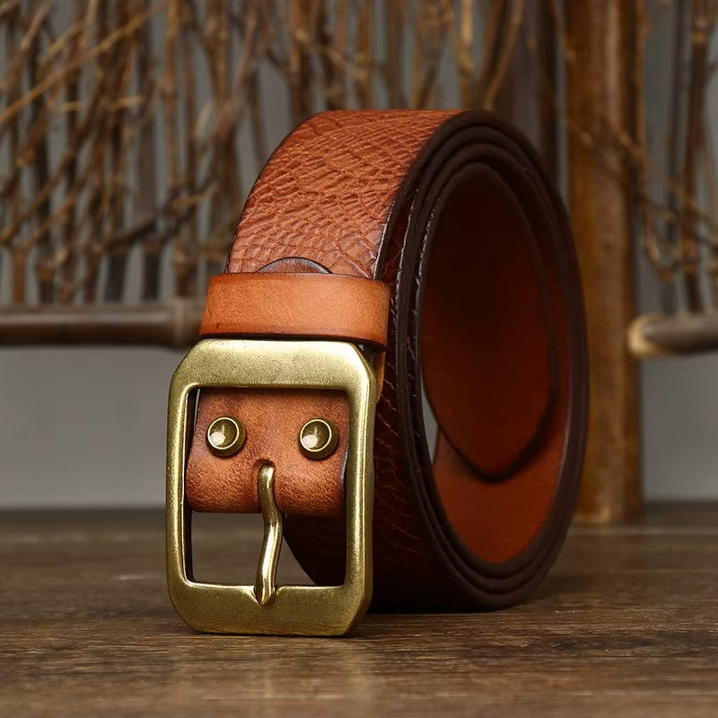 EMBOSSED COWHIDE BELT