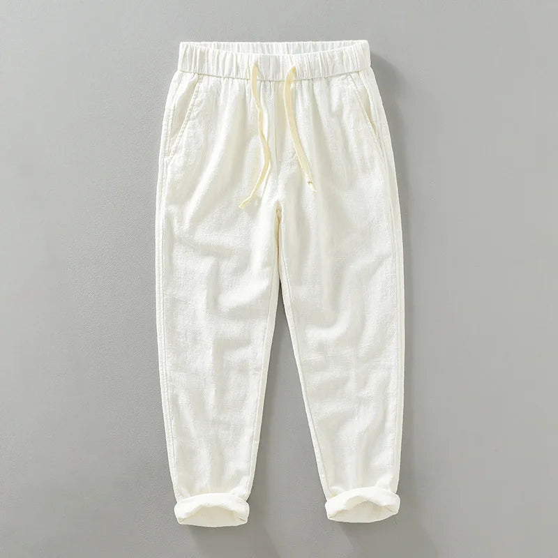 ELASTIC WAIST LINEN PANTS
