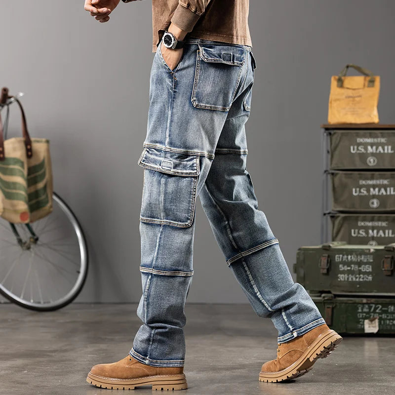 Wide-Leg Multi-Pocket Workwear Jeans