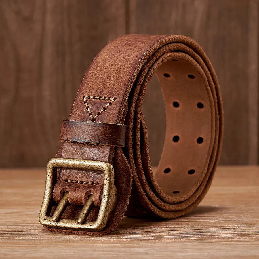 HANDMADE DOUBLE PRONG LEATHER BELT