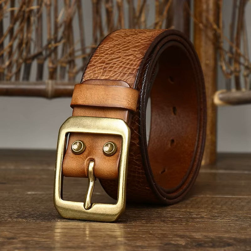 EMBOSSED COWHIDE BELT
