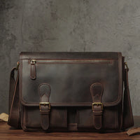 Luxury Cowhide Leather Crossbody Briefcase