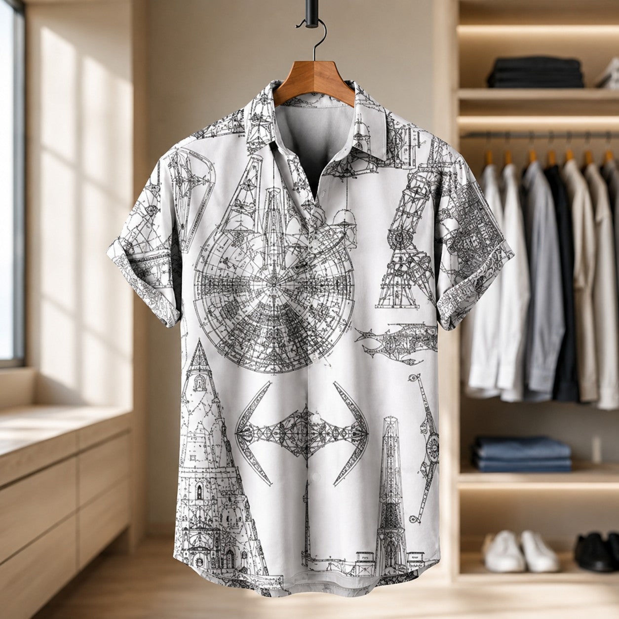 TECHNICAL DRAW HAWAIIAN SHIRT