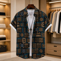 TOTEM PATTERN BEACH SHIRT