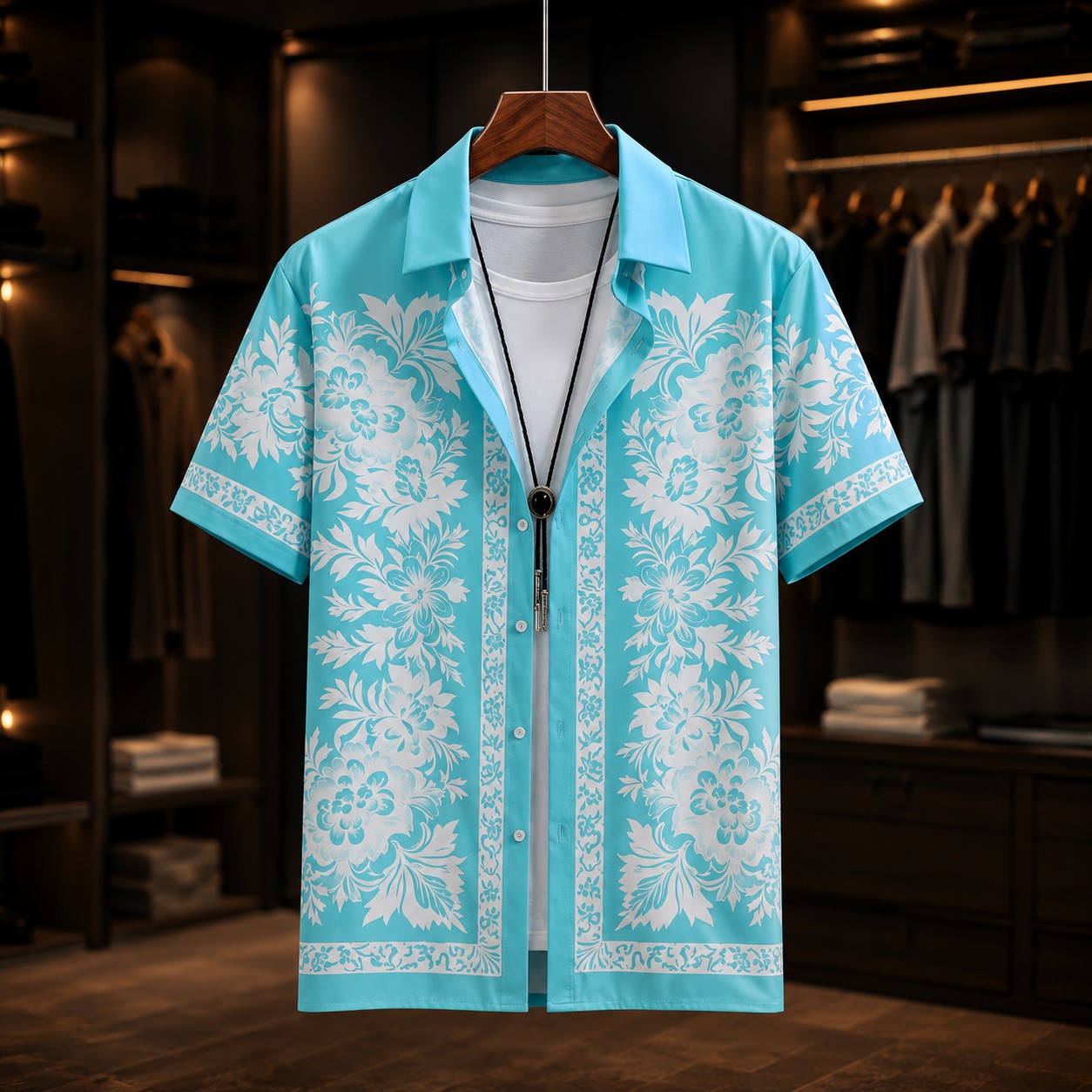 TROPICAL PRINT BEACH SHIRT