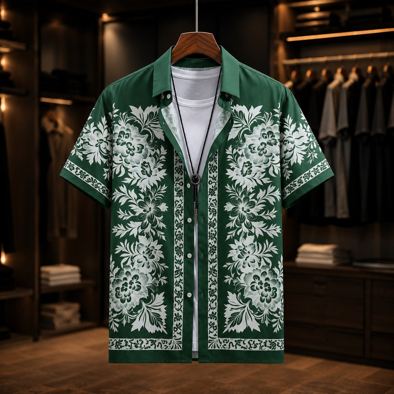 TROPICAL PRINT BEACH SHIRT