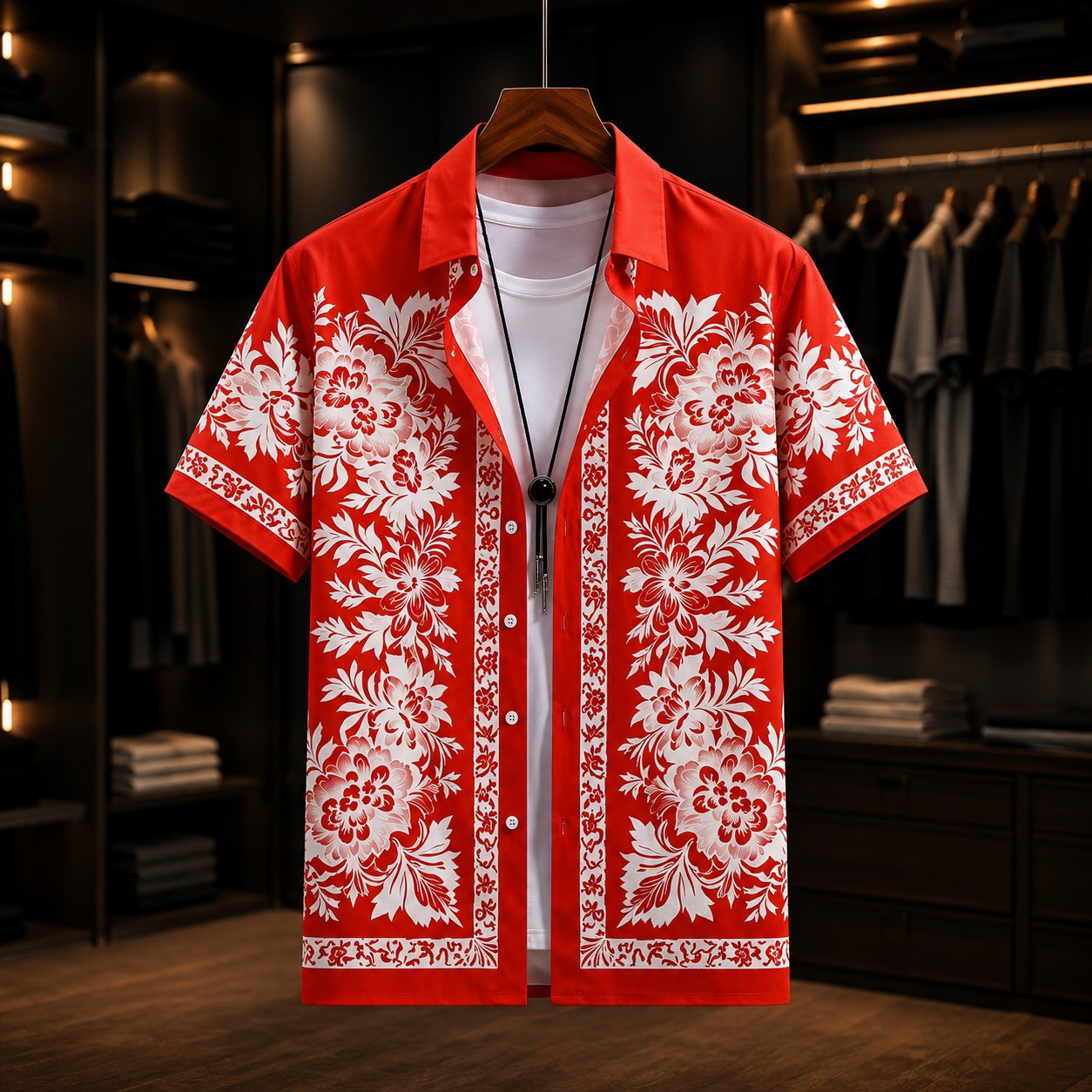 TROPICAL PRINT BEACH SHIRT