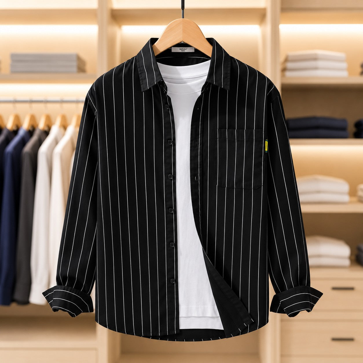 VERTICAL STRIPE OVERSHIRT
