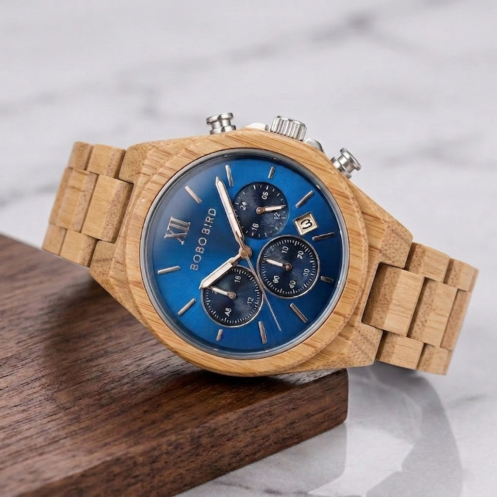 WOODEN CHRONOGRAPH WATCH