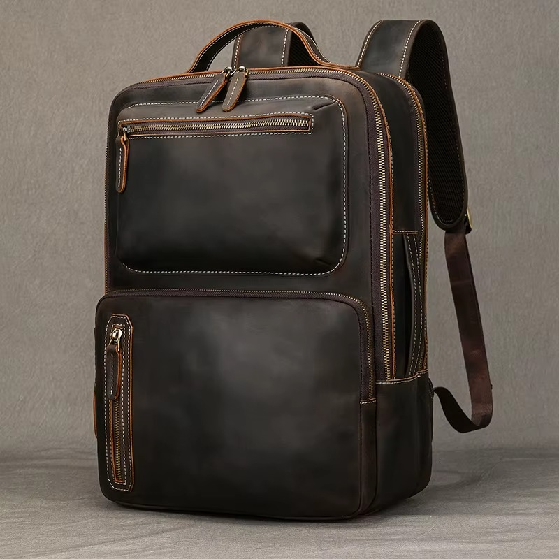 dael faux leather backpack Luxury - Red - Premium Leather tanned leather adds classic durability to a compact backpack with utilitarian style DOUBLE LAYER LEATHER BACKPACK