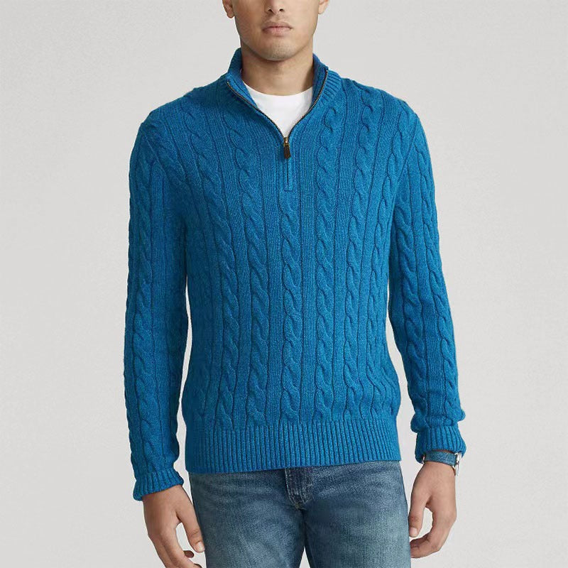 CABLE KNIT ZIP SWEATER