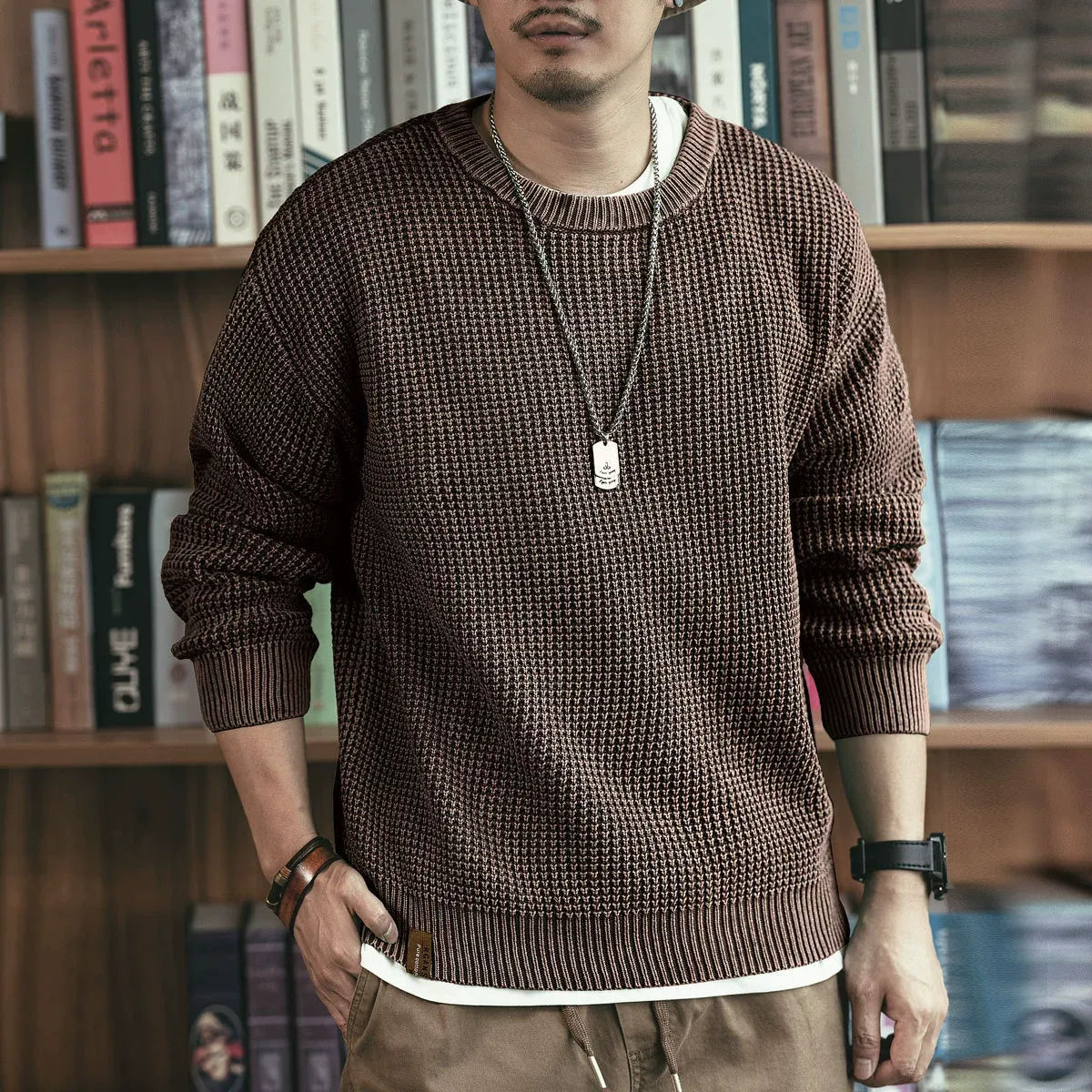 WAFFLE KNIT SWEATER