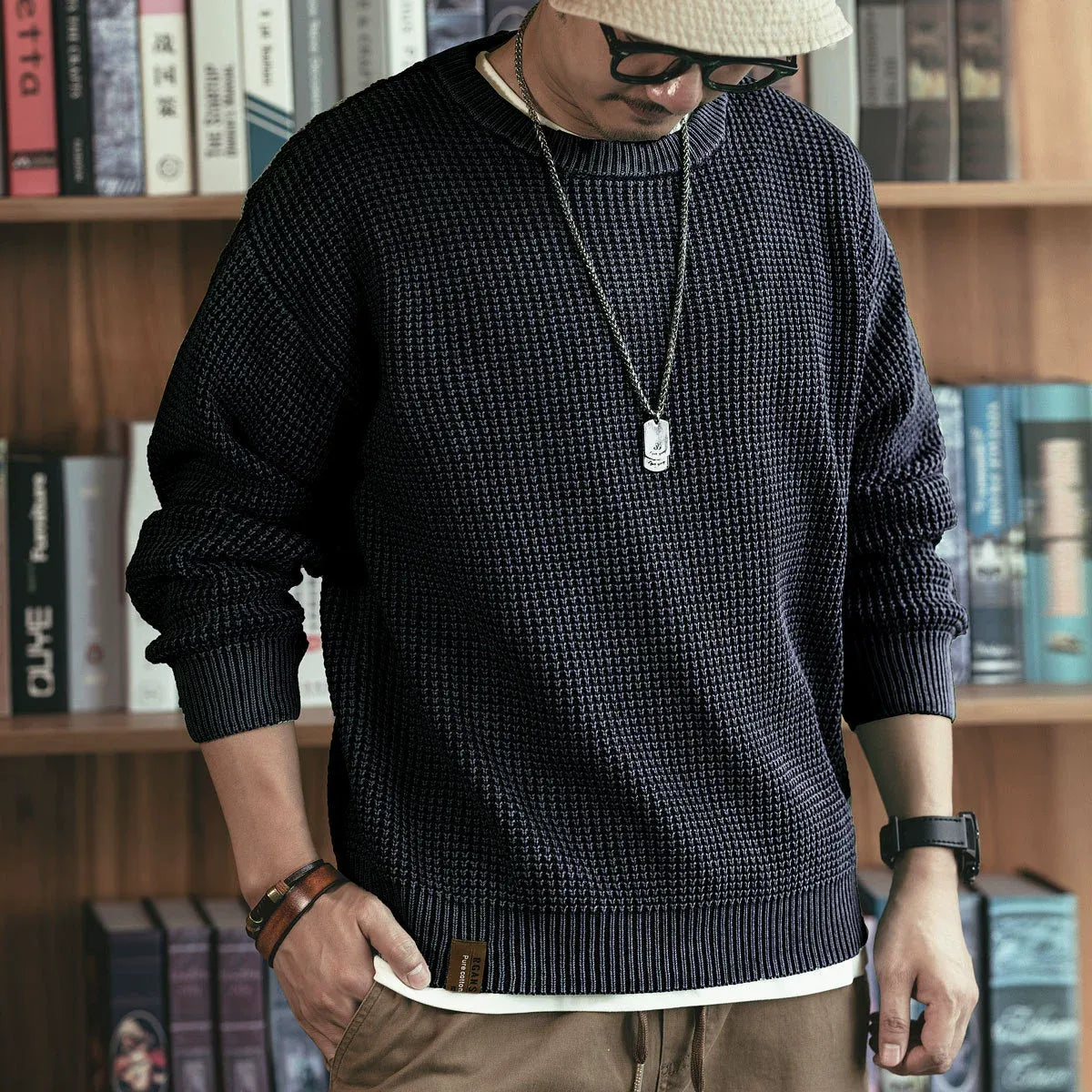 WAFFLE KNIT SWEATER