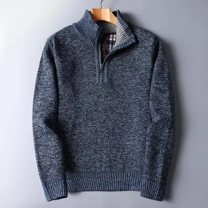 PADDED ZIP NECK SWEATER