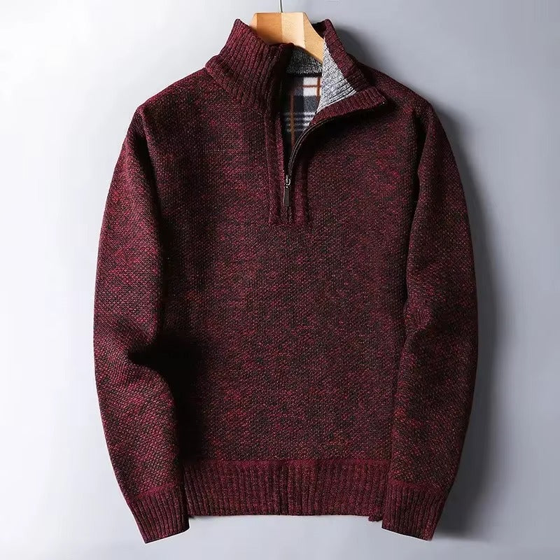 PADDED ZIP NECK SWEATER