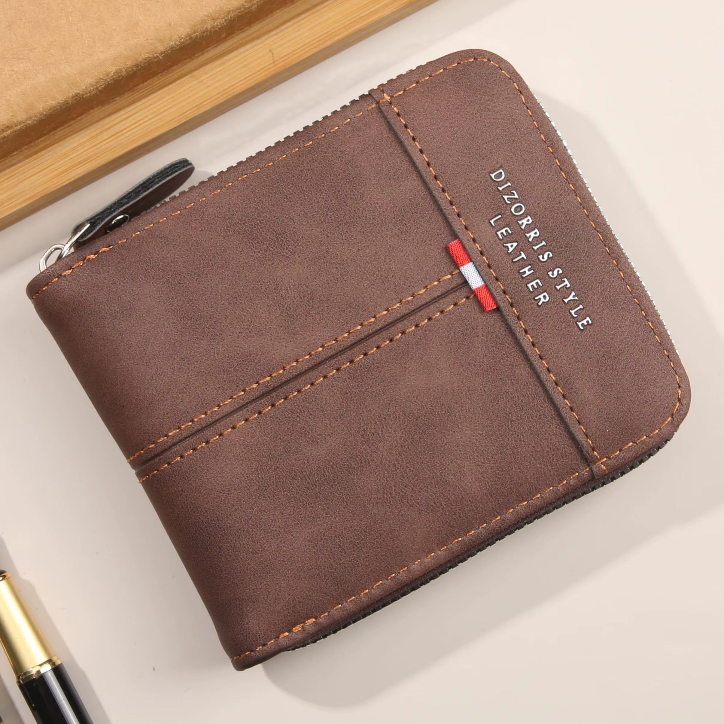 Vintage Leather Zipper Wallet